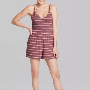 Wild Fabel Smocked Striped Romper XL